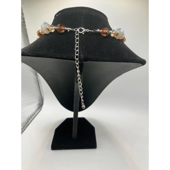 Lavender Beads, Bronze & Clear Crystals Necklace! - Picture 4 of 8